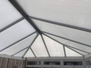 A conservatory roof before having blinds installed